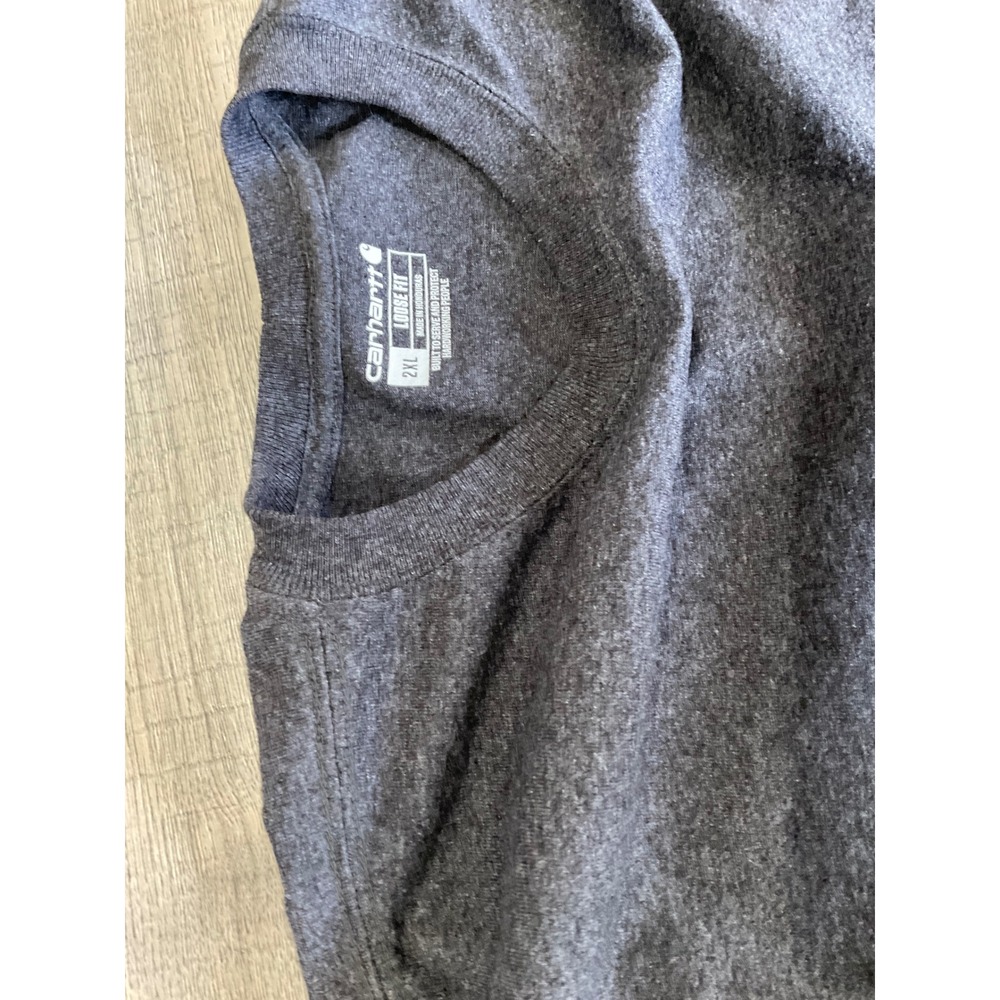 Carhartt Mens 2XL Loose Fit Long Sleeve Graphic Logo T-Shirt Charcoal Gray - Picture 2 of 7